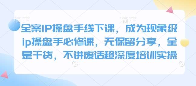 全案IP操盘手线下课，成为现象级ip操盘手必修课，无保留分享，全是干货，不讲废话超深度培训实操网赚项目-副业赚钱-互联网创业-资源整合南风学院