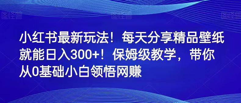小红书最新玩法！每天分享精品壁纸就能日入300+！保姆级教学，带你从0领悟网赚网赚项目-副业赚钱-互联网创业-资源整合南风学院