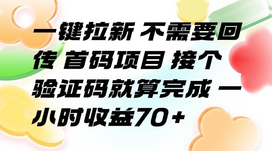 （15588期）一键拉新 不需要回传 首码项目 接个验证码就算完成 一小时收益70+网赚项目-副业赚钱-互联网创业-资源整合南风学院