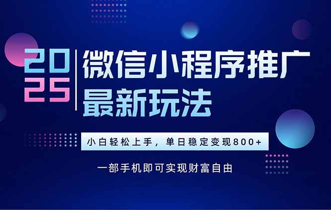 （15603期）25年下半年微信小程序推广最新玩法，轻松日入800+网赚项目-副业赚钱-互联网创业-资源整合南风学院