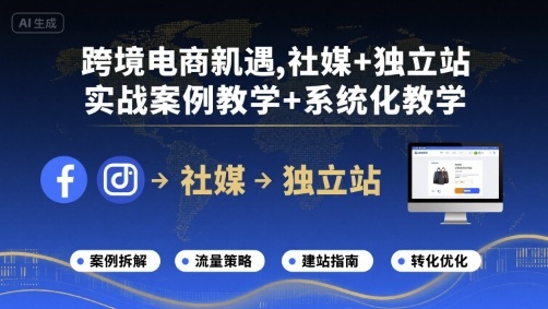 跨境电商新机遇，社媒+独立站，实战案例教学+系统化教学网赚项目-副业赚钱-互联网创业-资源整合南风学院