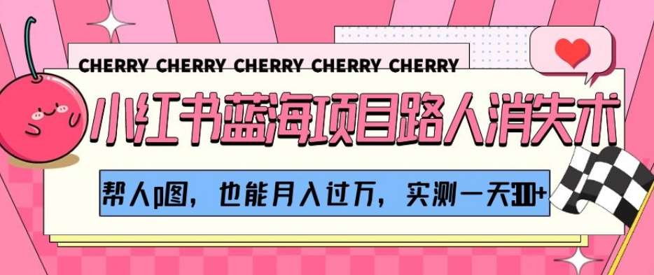 小红书蓝海项目路人消失术，帮人p图，也能月入过万，实测一天300+【揭秘】网赚项目-副业赚钱-互联网创业-资源整合南风学院