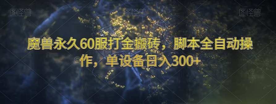 魔兽永久60服打金搬砖，脚本全自动操作，单设备日入300+【揭秘】网赚项目-副业赚钱-互联网创业-资源整合南风学院