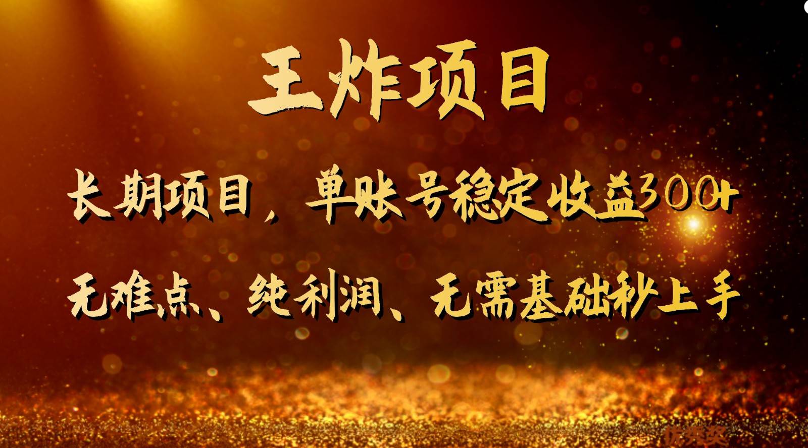 王炸项目！单账号稳定收益300+，适合长期操作的副业兼职。网赚项目-副业赚钱-互联网创业-资源整合南风学院
