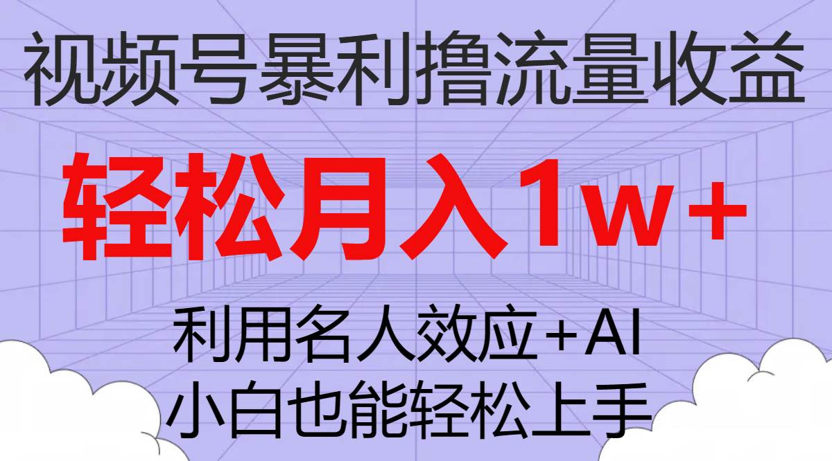 （7652期）视频号暴利撸流量收益，小白也能轻松上手，轻松月入1w+网赚项目-副业赚钱-互联网创业-资源整合南风学院