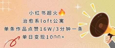 小红书超火的治愈系loft公寓，单条作品点赞16W，3分钟一条，单日变现数张网赚项目-副业赚钱-互联网创业-资源整合南风学院
