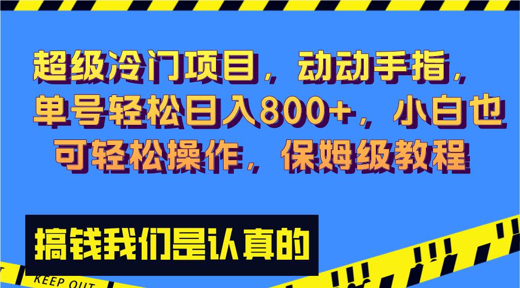 （8205期）超级冷门项目,动动手指，单号轻松日入800+，小白也可轻松操作，保姆级教程网赚项目-副业赚钱-互联网创业-资源整合南风学院