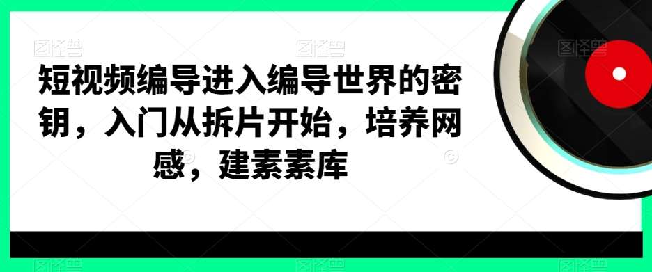 短视频编导进入编导世界的密钥，入门从拆片开始，培养网感，建素素库网赚项目-副业赚钱-互联网创业-资源整合南风学院