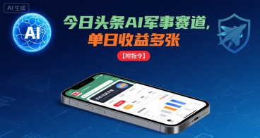 今日头条AI军事赛道，单日收益多张 ，手机可做【附指令】网赚项目-副业赚钱-互联网创业-资源整合南风学院