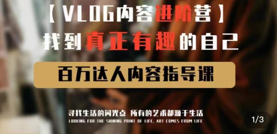 vlog内容进阶营，找到真正有趣的自己，百万达人内容指导课网赚项目-副业赚钱-互联网创业-资源整合南风学院