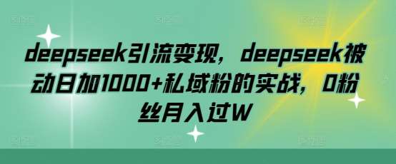 deepseek引流变现，deepseek被动日加1000+私域粉的实战，0粉丝月入过W网赚项目-副业赚钱-互联网创业-资源整合南风学院