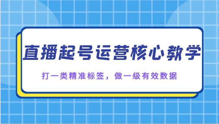 直播起号运营核心教学，打一类精准标签，做一级有效数据网赚项目-副业赚钱-互联网创业-资源整合南风学院