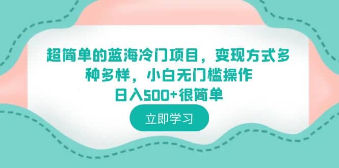 超简单的蓝海冷门项目，变现方式多种多样，小白无门槛操作日入500+很简单网赚项目-副业赚钱-互联网创业-资源整合南风学院