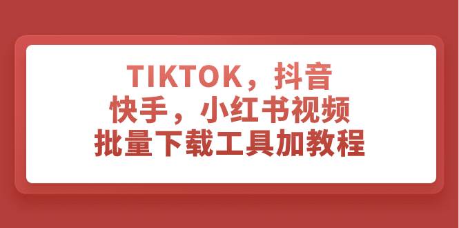 （7714期）TIKTOK，抖音，快手，小红书视频批量下载工具加教程网赚项目-副业赚钱-互联网创业-资源整合南风学院