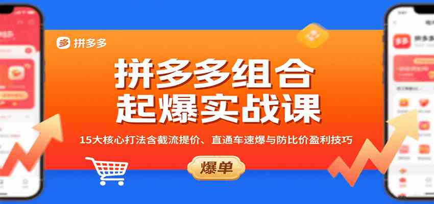拼多多组合起爆实战课：15大核心打法含截流提价、直通车速爆与防比价盈利技巧网赚项目-副业赚钱-互联网创业-资源整合南风学院