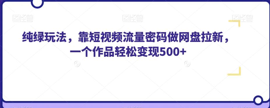 纯绿玩法，靠短视频流量密码做网盘拉新，一个作品轻松变现500+【揭秘】网赚项目-副业赚钱-互联网创业-资源整合南风学院