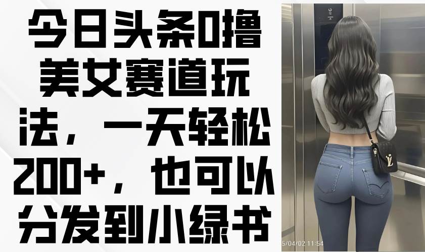 （14393期）今日头条0撸美女赛道玩法，一天轻松200+，也可以分发到小绿书网赚项目-副业赚钱-互联网创业-资源整合南风学院