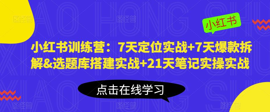 小红书训练营：7天定位实战+7天爆款拆解&选题库搭建实战+21天笔记实操实战网赚项目-副业赚钱-互联网创业-资源整合南风学院