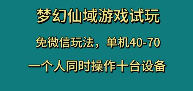 梦幻仙域游戏试玩，免微信玩法，单机40-70，一个人同时操作十台设备【揭秘】网赚项目-副业赚钱-互联网创业-资源整合南风学院