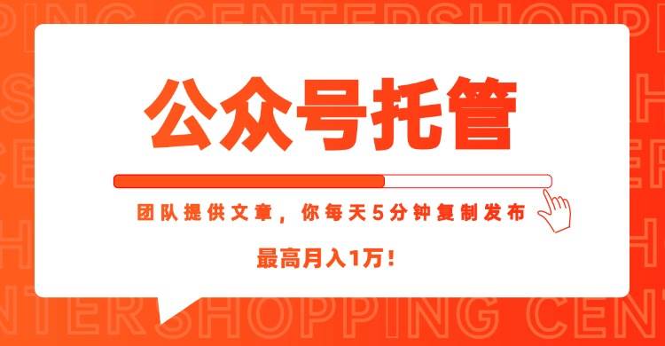 （15109期）【公众号托管 】我提供文章，你每天５分钟复制发布，最高月入1W网赚项目-副业赚钱-互联网创业-资源整合南风学院
