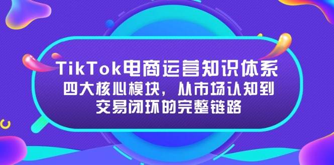 （15065期）TikTok电商运营知识体系：四大核心模块，从市场认知到交易闭环的完整链路网赚项目-副业赚钱-互联网创业-资源整合南风学院