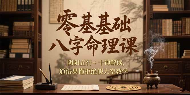 （15283期）零基础八字命理课，阴阳五行+十神解读，通俗易懂拒绝假大空教学网赚项目-副业赚钱-互联网创业-资源整合南风学院