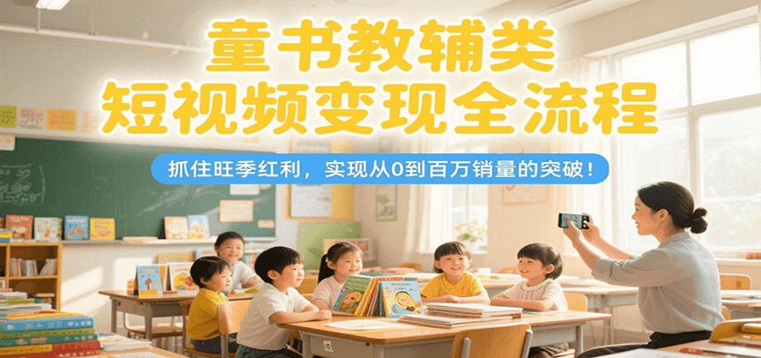 童书教辅类短视频变现全流程，抓住旺季红利，实现从0到百万销量的突破！网赚项目-副业赚钱-互联网创业-资源整合南风学院