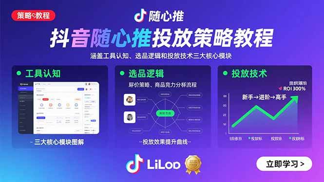 （15828期）抖音随心推投放策略教程：涵盖工具认知、选品逻辑和投放技术三大核心模块网赚项目-副业赚钱-互联网创业-资源整合南风学院