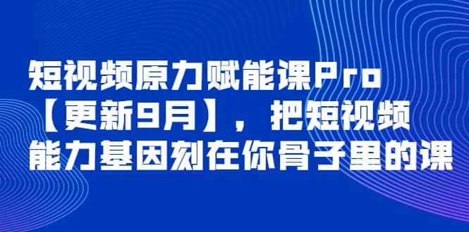 短视频原力赋能课Pro【更新9月】，把短视频能力基因刻在你骨子里的课网赚项目-副业赚钱-互联网创业-资源整合南风学院
