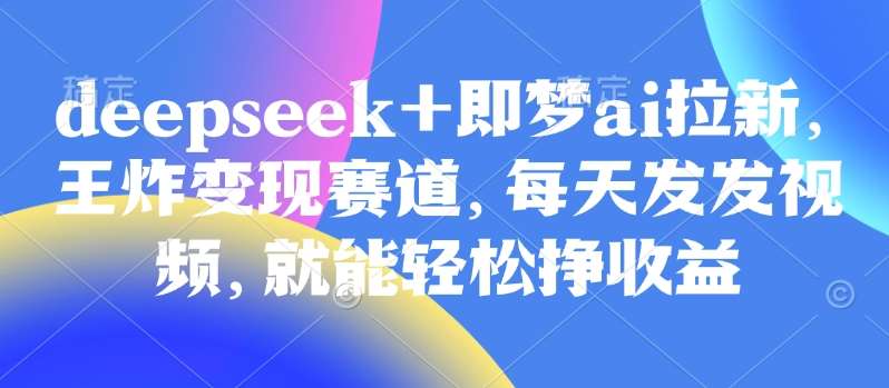原客单价998的deepseek+即梦ai拉新，王炸变现赛道，每天发发视频，就能轻松挣收益网赚项目-副业赚钱-互联网创业-资源整合南风学院