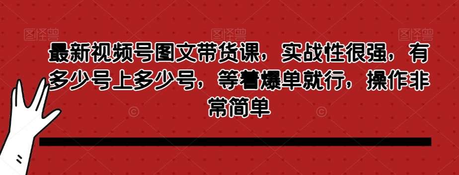 最新视频号图文带货课，实战性很强，有多少号上多少号，等着爆单就行，操作非常简单网赚项目-副业赚钱-互联网创业-资源整合南风学院