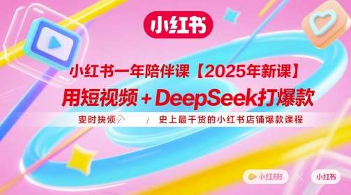 小红书一年陪伴课【2025年新课】，用短视频+deepSeek打爆款，史上最干货的小红书店铺爆款课程网赚项目-副业赚钱-互联网创业-资源整合南风学院