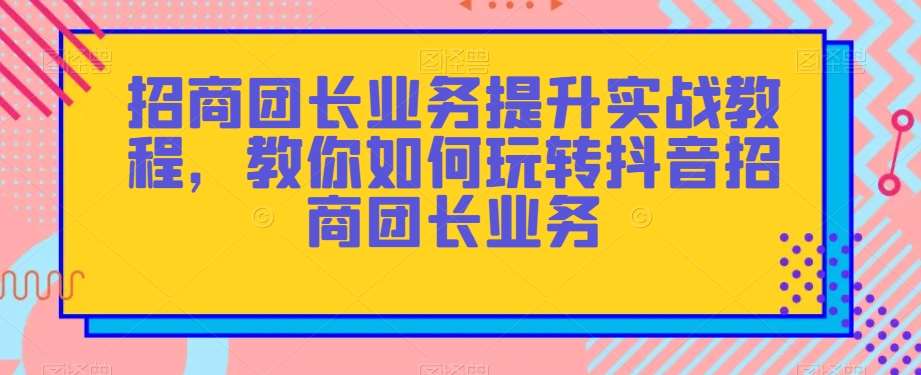 招商团长业务提升实战教程，教你如何玩转抖音招商团长业务网赚项目-副业赚钱-互联网创业-资源整合南风学院