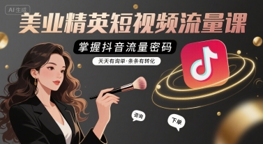 美业精英短视频流量课，掌握抖音流量密码，天天有询单，条条有转化网赚项目-副业赚钱-互联网创业-资源整合南风学院