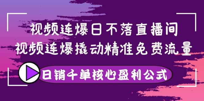 视频连爆日不落直播间，视频连爆撬动精准免费流量，日销千单核心盈利公式网赚项目-副业赚钱-互联网创业-资源整合南风学院