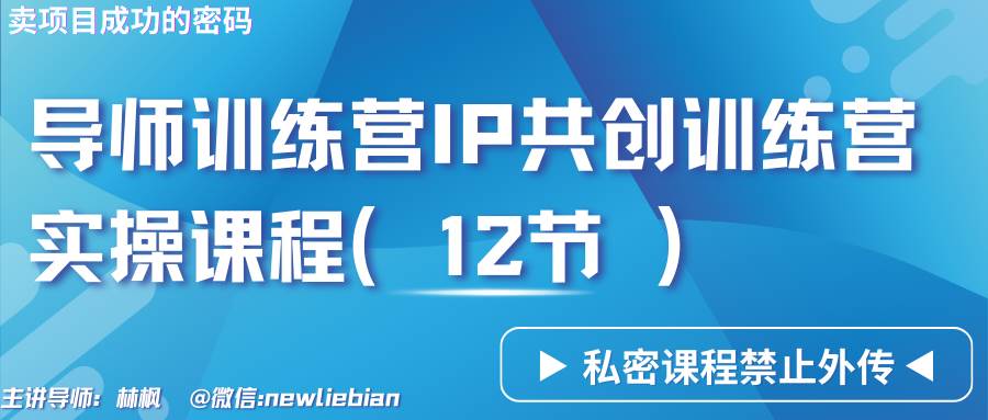 导师训练营3.0IP共创训练营私密实操课程（12节）-卖项目的密码成功秘诀网赚项目-副业赚钱-互联网创业-资源整合南风学院
