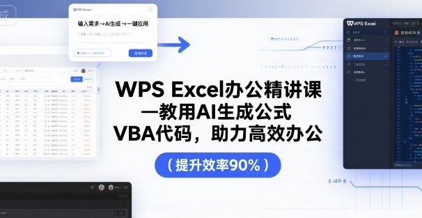 WPS Excel办公精讲课，教用 AI 生成公式，VBA 代码，助力高效办公网赚项目-副业赚钱-互联网创业-资源整合南风学院