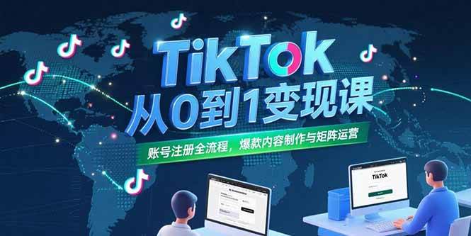 （15346期）TikTok从0到1变现课，账号注册全流程，爆款内容制作与矩阵运营网赚项目-副业赚钱-互联网创业-资源整合南风学院