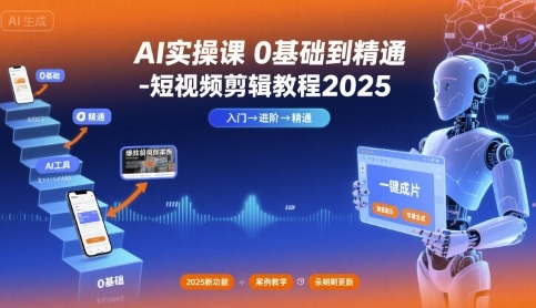 AI实操课0基础到精通-短视频剪辑教程2025网赚项目-副业赚钱-互联网创业-资源整合南风学院