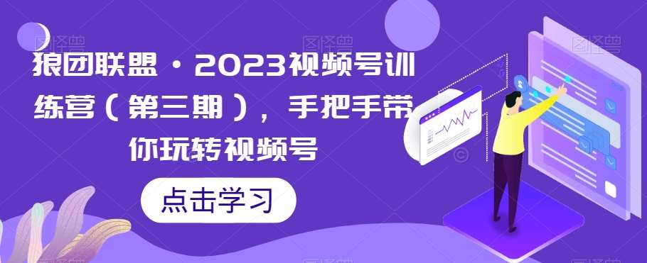 狼团联盟·2023视频号训练营（第三期），手把手带你玩转视频号网赚项目-副业赚钱-互联网创业-资源整合南风学院