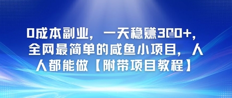 0成本副业，一天稳入3张，全网最简单的咸鱼小项目，人人都能做【附带项目教程】网赚项目-副业赚钱-互联网创业-资源整合南风学院