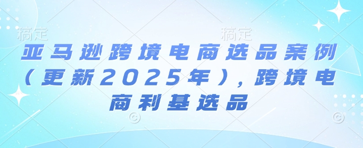 亚马逊跨境电商选品案例(更新2025年7月)，跨境电商利基选品网赚项目-副业赚钱-互联网创业-资源整合南风学院