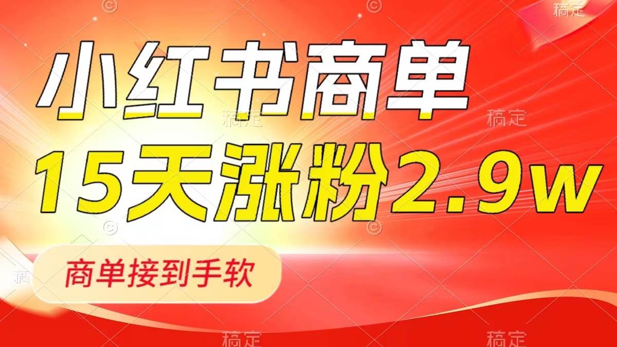 (8308期)小红书商单最新玩法,新号15天2.9w粉,商单接到手软,1分钟一篇笔记网赚项目-副业赚钱-互联网创业-资源整合南风学院