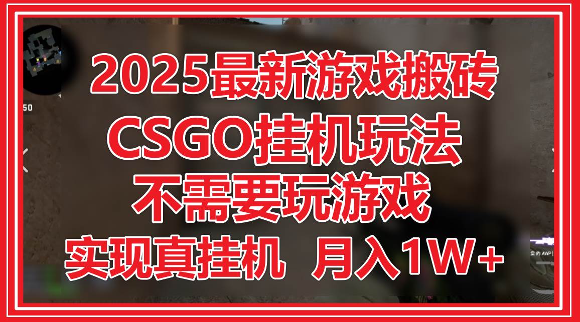 2025最新游戏搬砖，CSGO挂机，不需要玩游戏，实现真挂机，月入1W+网赚项目-副业赚钱-互联网创业-资源整合南风学院