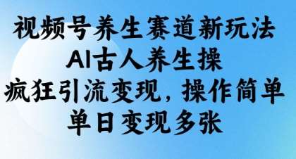 视频号养生赛道新玩法，AI古人养生操，疯狂引流变现，操作简单，单日变现多张网赚项目-副业赚钱-互联网创业-资源整合南风学院
