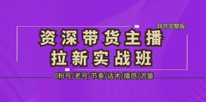 资深·带货主播拉新实战班，0粉号/老号/节奏/话术/播感/流量-38节完整版网赚项目-副业赚钱-互联网创业-资源整合南风学院