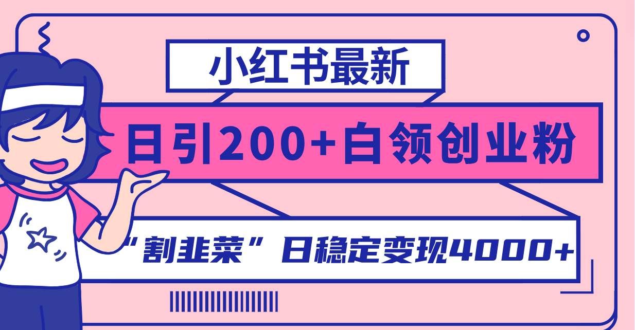 （8052期）小红书最新日引200+创业粉”割韭菜“日稳定变现4000+实操教程！网赚项目-副业赚钱-互联网创业-资源整合南风学院