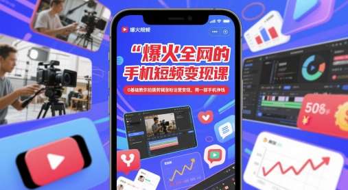 爆火全网的手机短视频变现课，0基础教你拍摄剪辑涨粉运营变现，用一部手机挣钱网赚项目-副业赚钱-互联网创业-资源整合南风学院