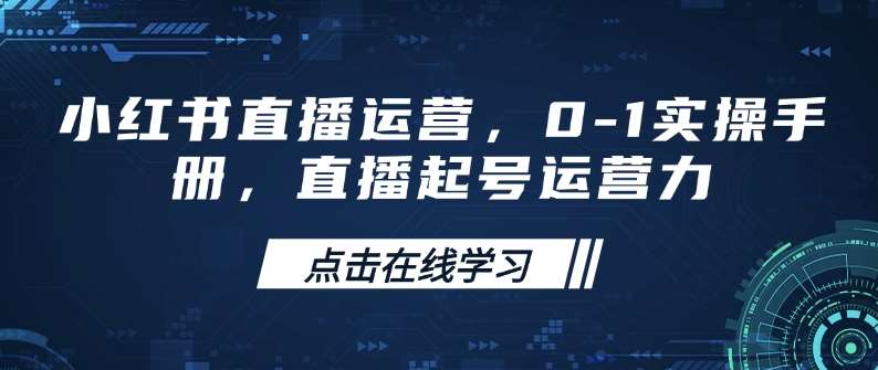 小红书直播运营，0-1实操手册，直播起号运营力网赚项目-副业赚钱-互联网创业-资源整合南风学院