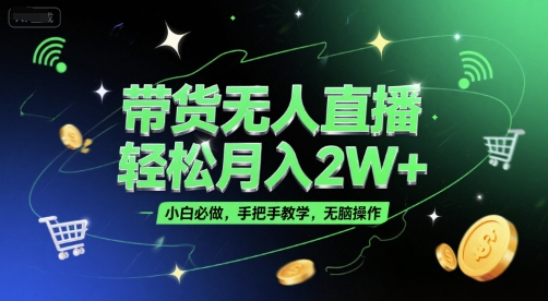 带货无人直播，轻松月入2W+，小白必做，手把手教学，无脑操作(附学习资料)网赚项目-副业赚钱-互联网创业-资源整合南风学院